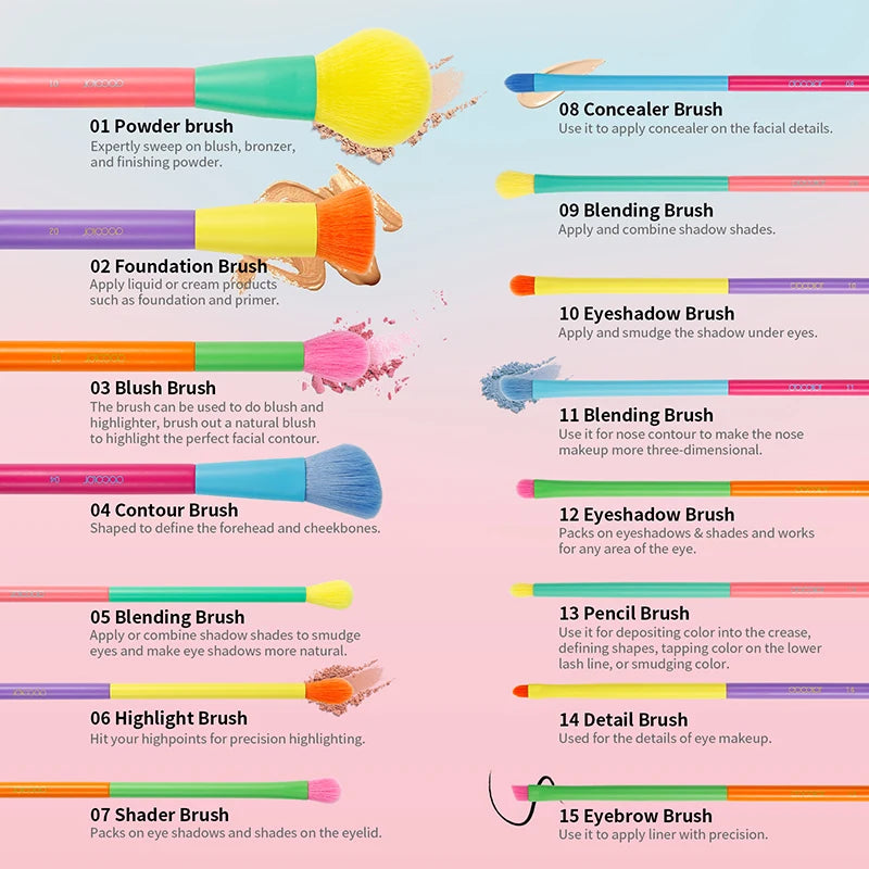 Docolor Colorful Makeup brushes set Cosmetic Foundation .