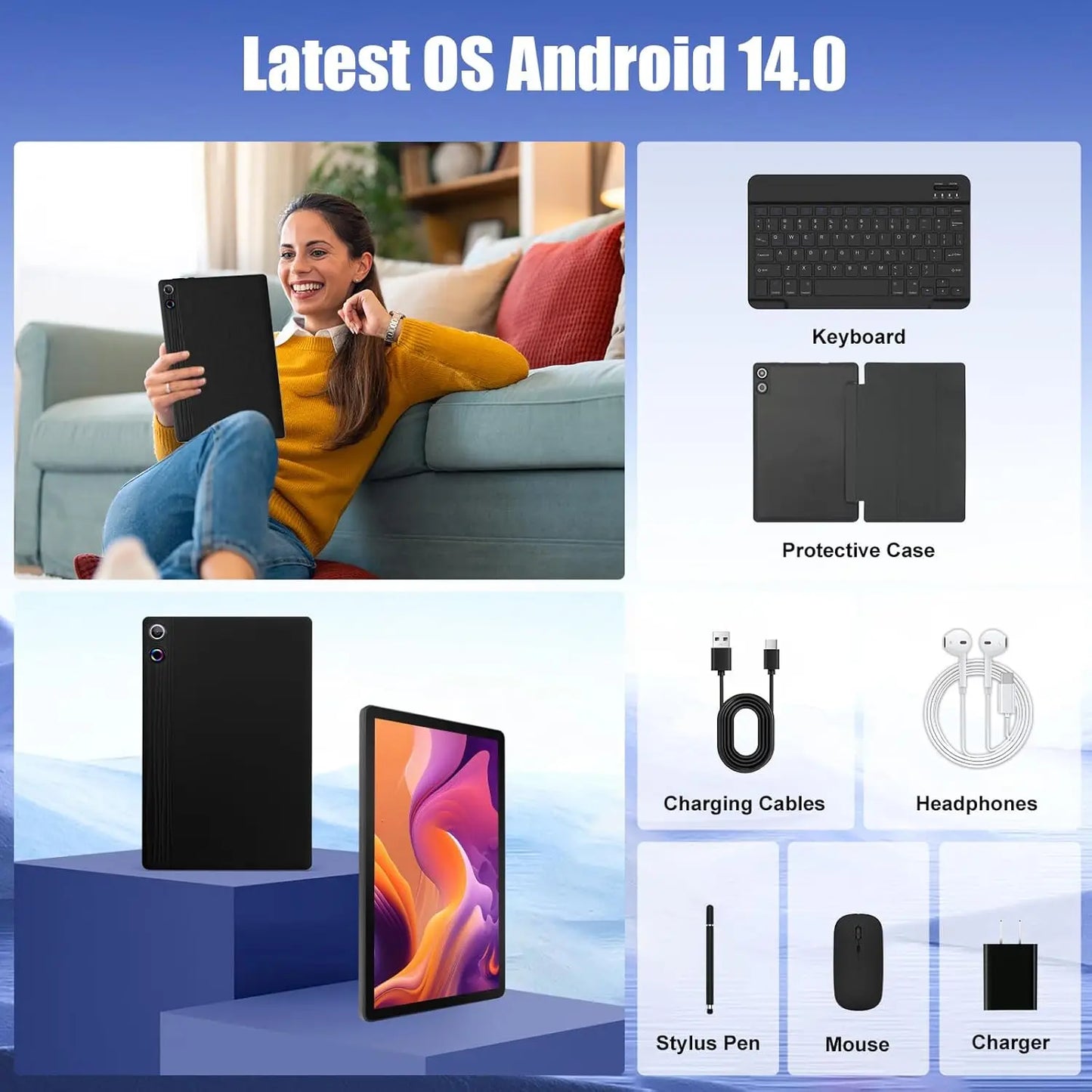 A7L 10.1 Inch Android14 Tablet HD IPS WiFi .