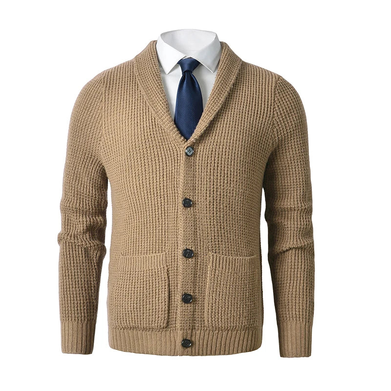 Men's Shawl Collar Cardigan Sweater.