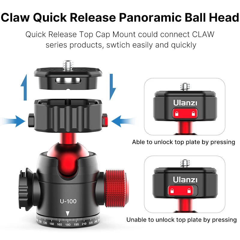 Ulanzi U-100 Metal Ballhead Tripod Ball Heads .