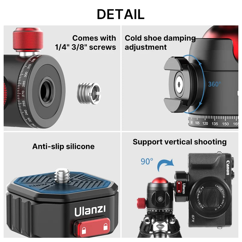 Ulanzi U-100 Metal Ballhead Tripod Ball Heads .
