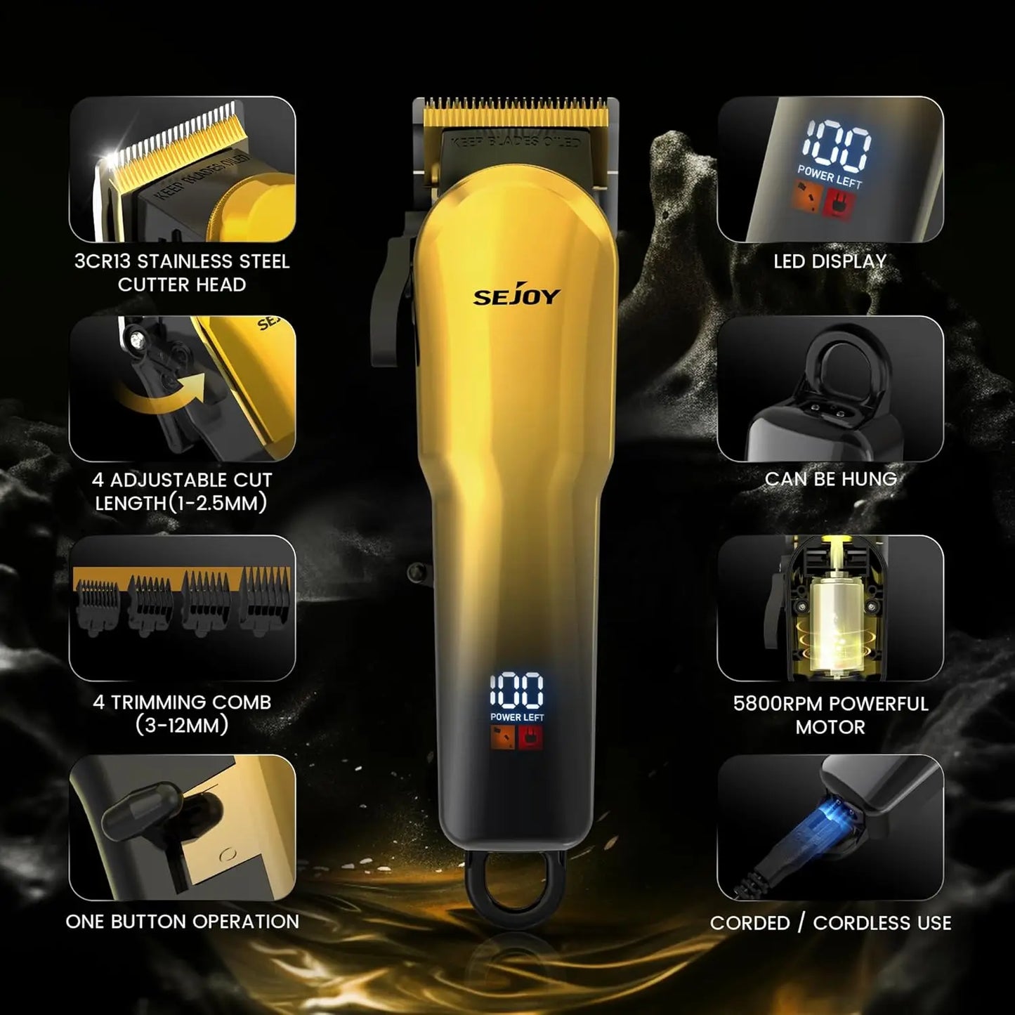 Sejoy Hair Clippers for Men, Professional Hair Trimmer.