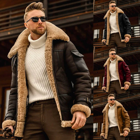 2025 Men's Winter Button Jacket Plus Velvet Overcoat .