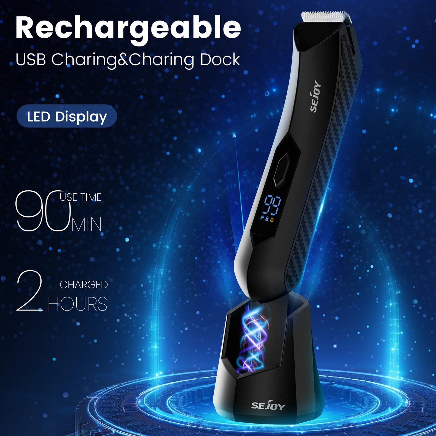 SEJOY Hair Trimmer Men Facial Beard Body Grooming Rechargeable.