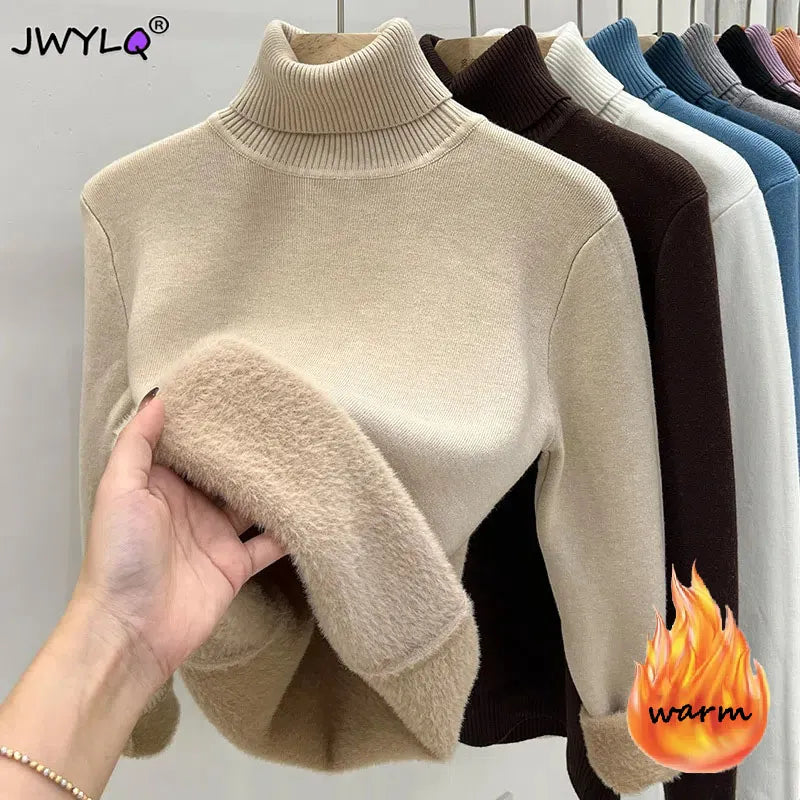 Velvet Turtleneck Sweater for Women