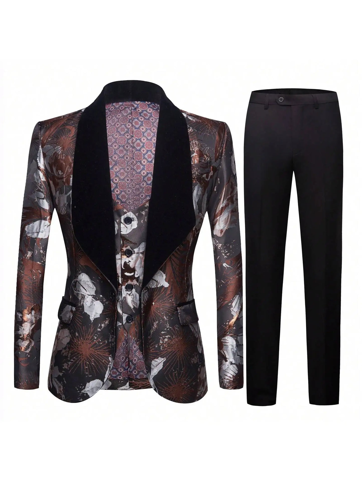 Men’s Suits Slim Fit 3 Piece One Button Tuxedo .