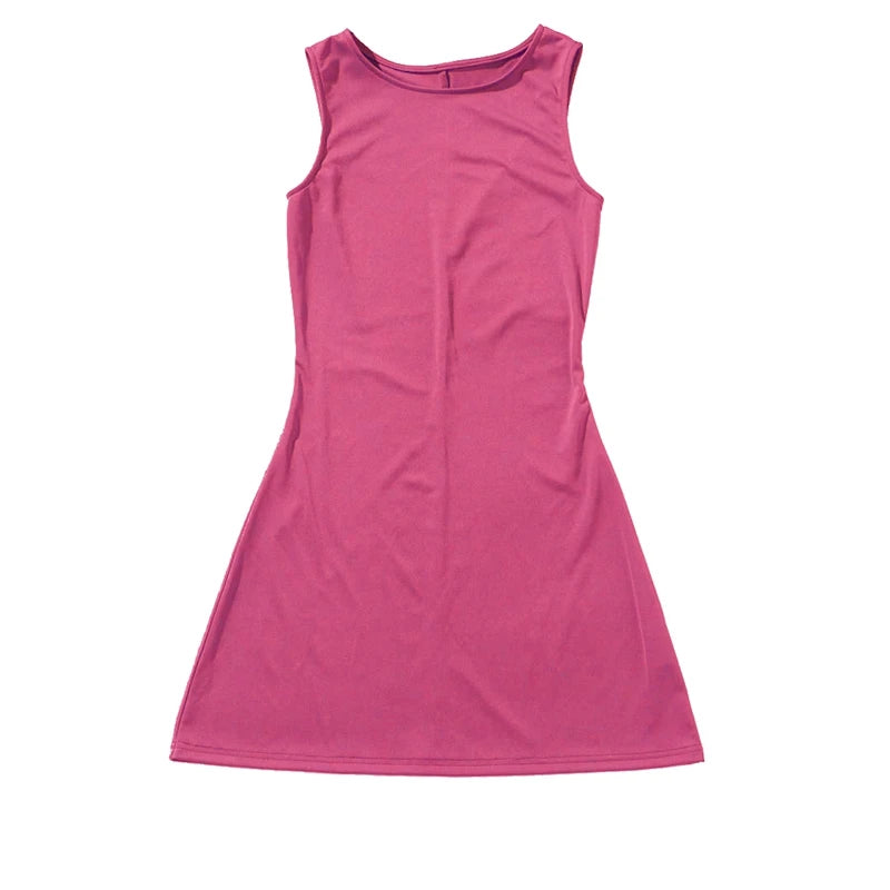 Woman Dress Sleeveless Knit Slim A-Line Clothing Streetwear .