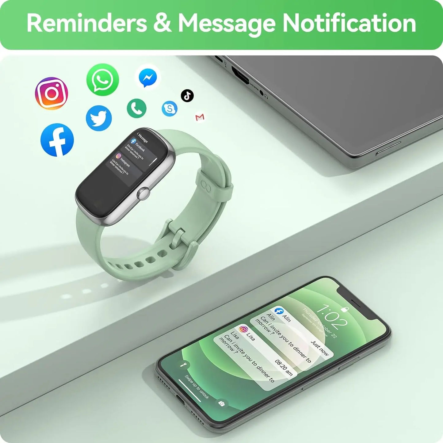 Fitness Tracker with Heart Rate Blood Oxygen .