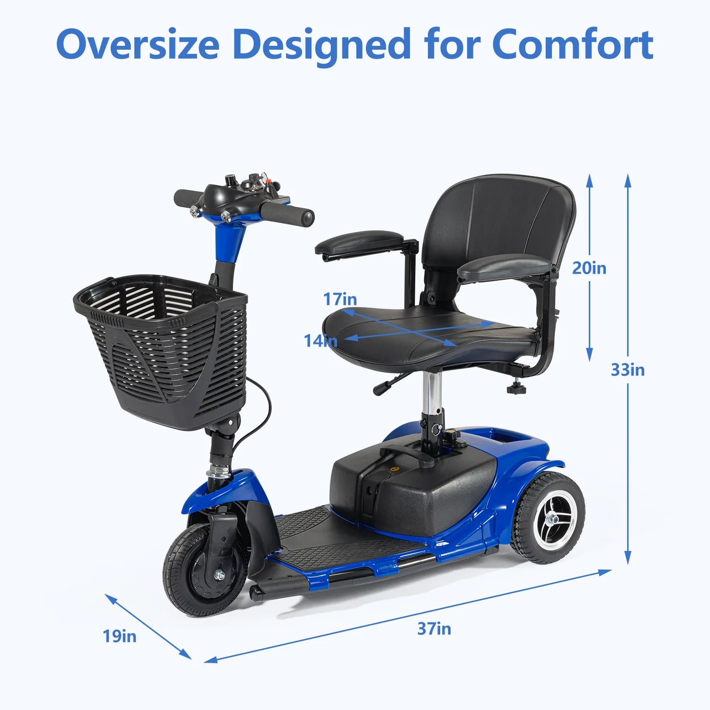 3 Wheel Electric Mobility Scooter Compact for Elderly.