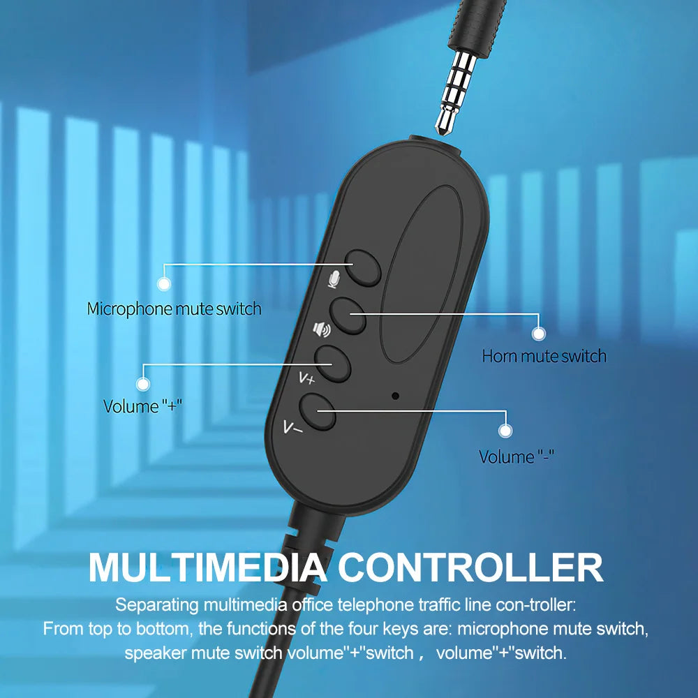 Plug Headphones Wired Call Center Headset.