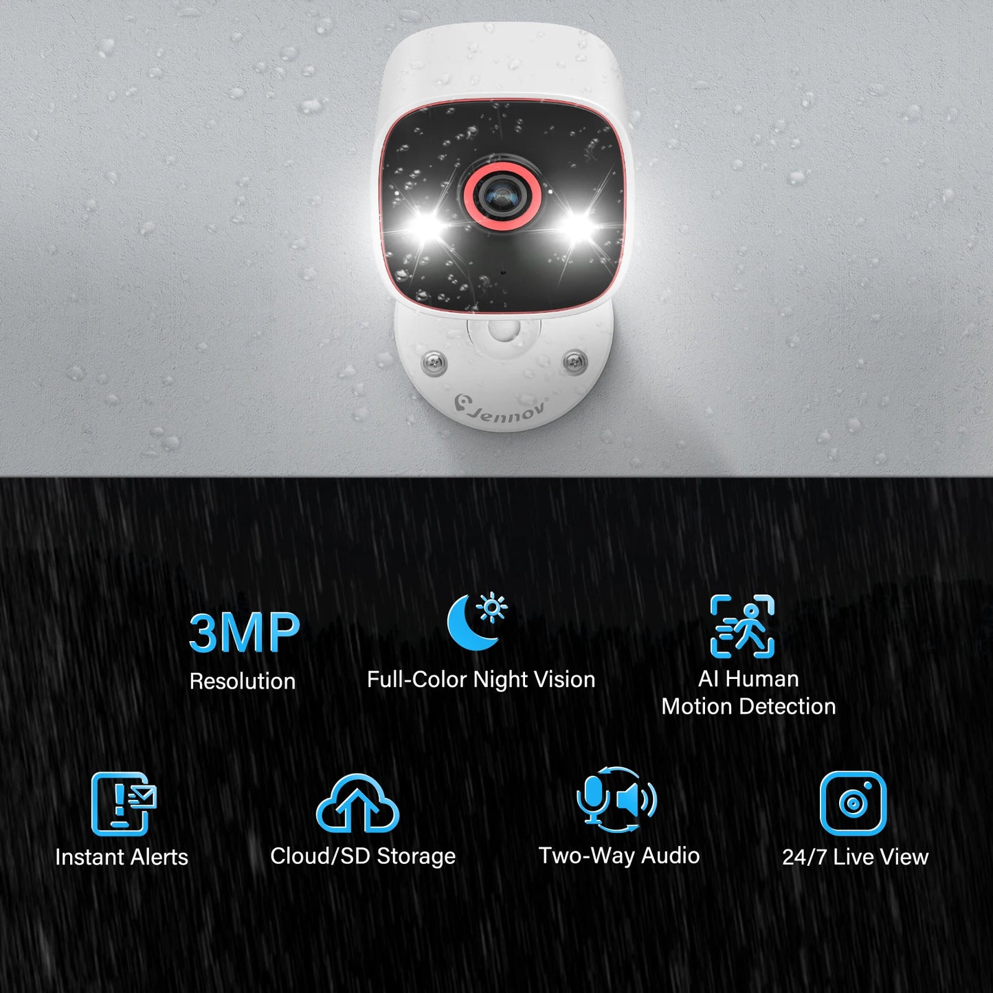 Jennov Indoor/Outdoor Cameras 1296P Pet Camera WiFi .