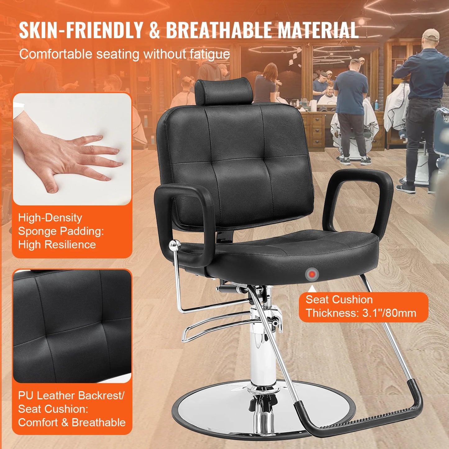 Salon Chair Max Load Weight 330 lbs Black .