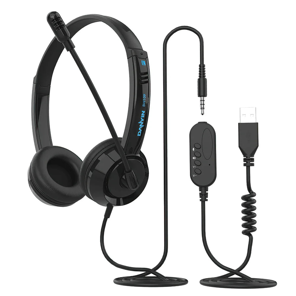 Plug Headphones Wired Call Center Headset.