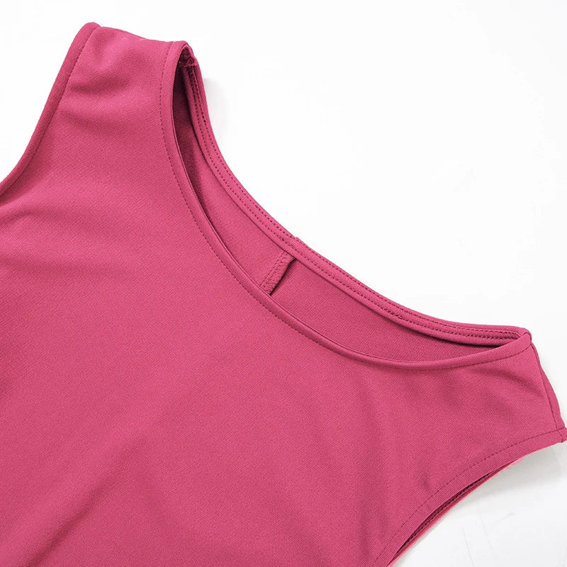 Woman Dress Sleeveless Knit Slim A-Line Clothing Streetwear .