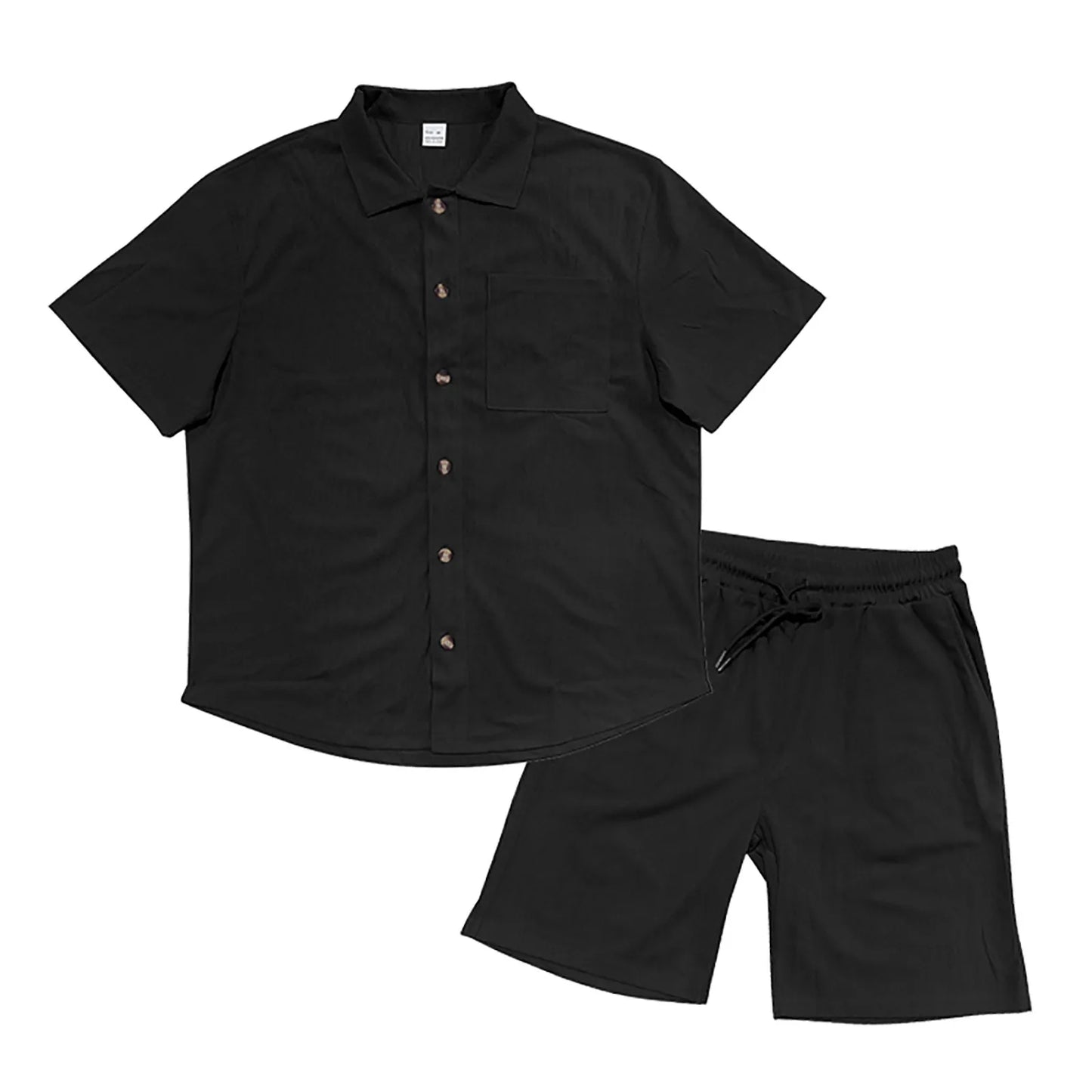 2Pcs Men's Short Sleeve Shirt Summer Casual .
