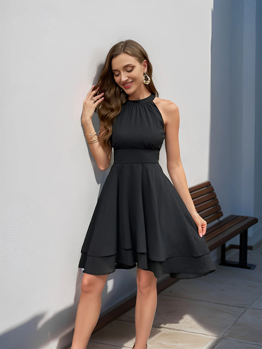 Halter Sleeveless Waist Dress Women Clothing Fashion .