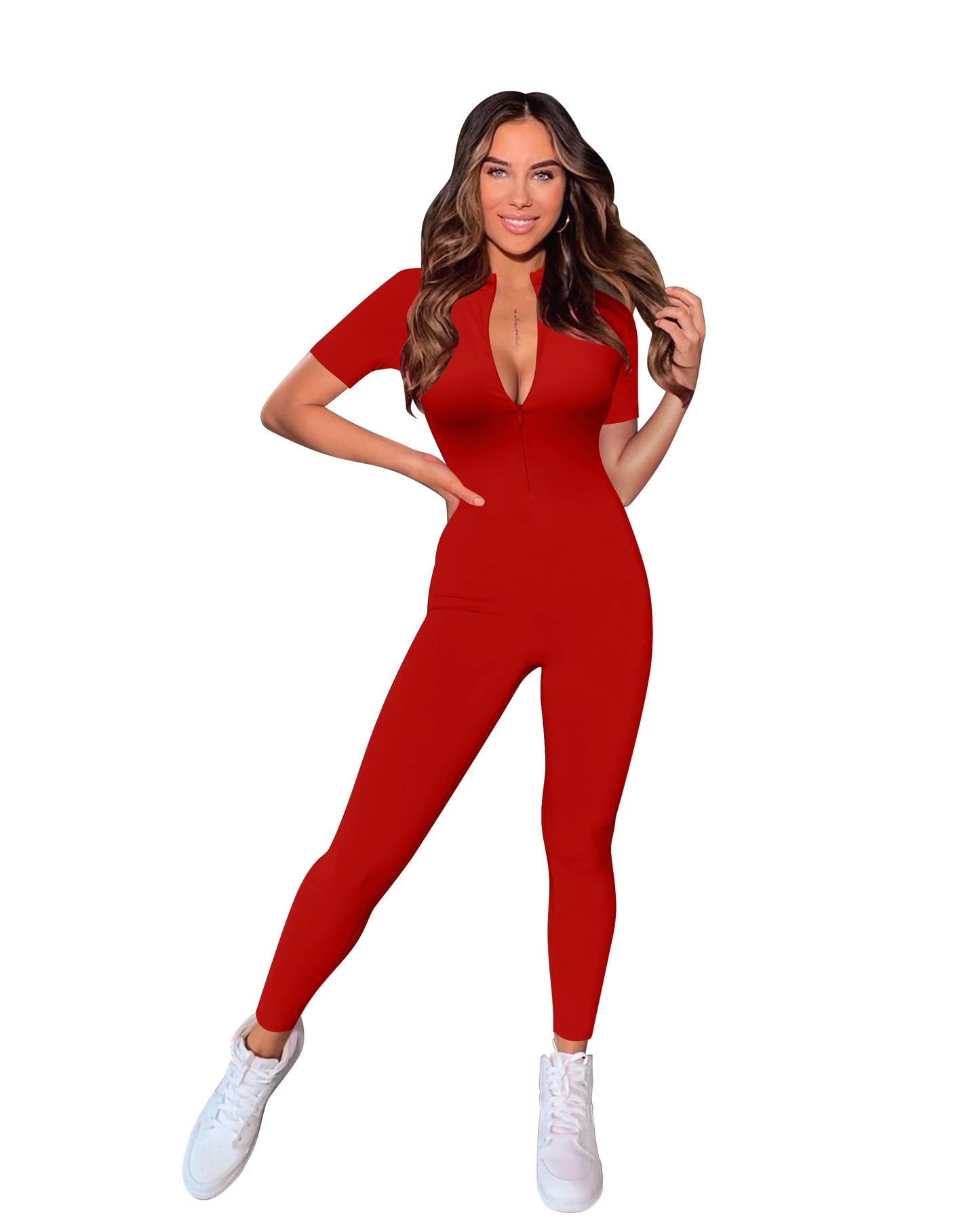 New Autumn Short Sleeve V Neck Bodycon Jumpsuit .