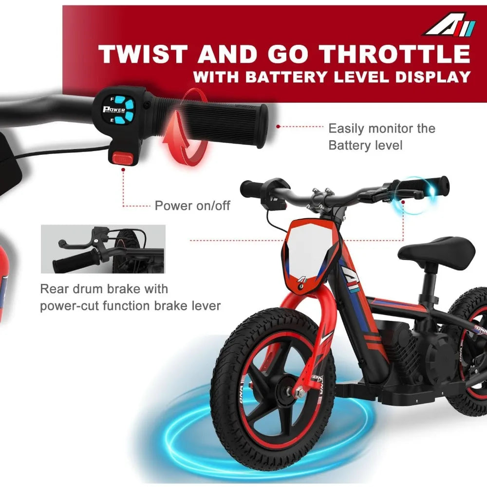 Electric Dirt Bike for Kids, Ages 3-6/5-12