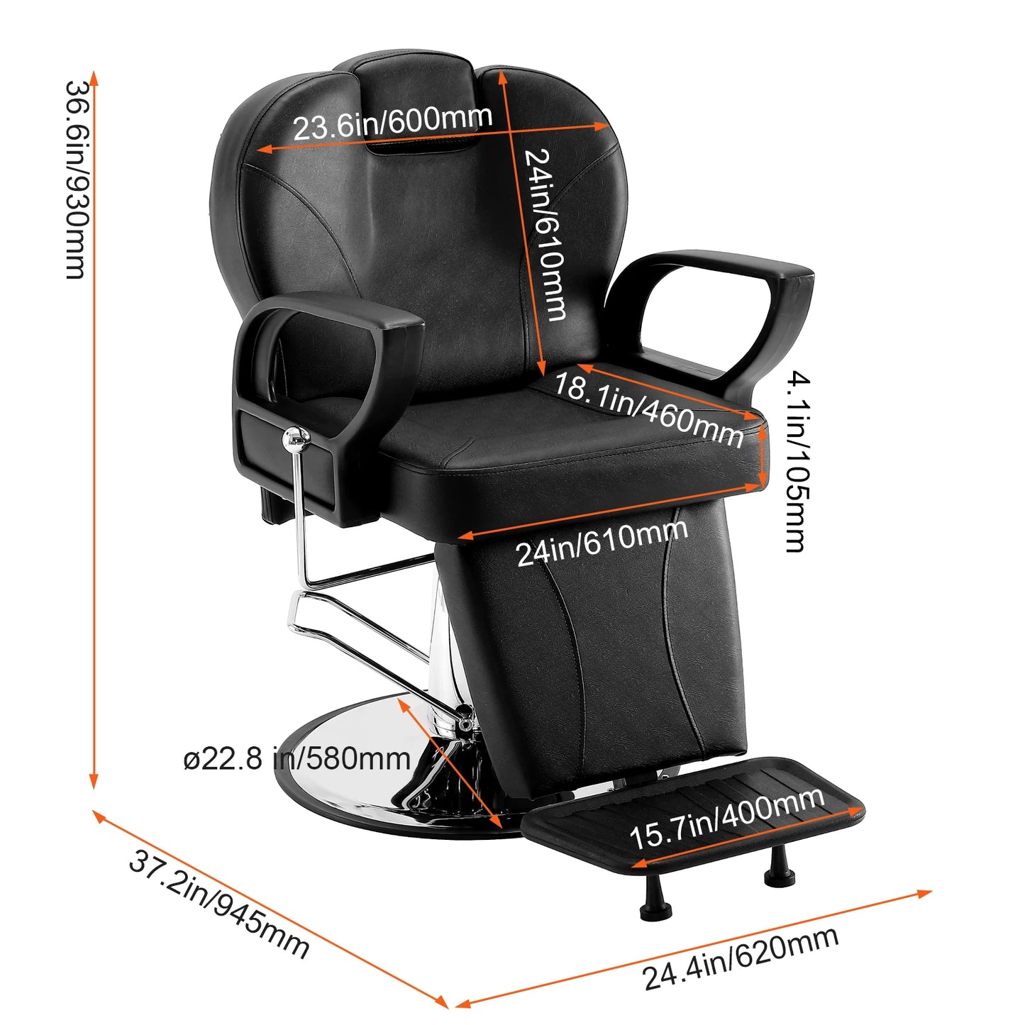 Salon Chair Max Load Weight 330 lbs Black .