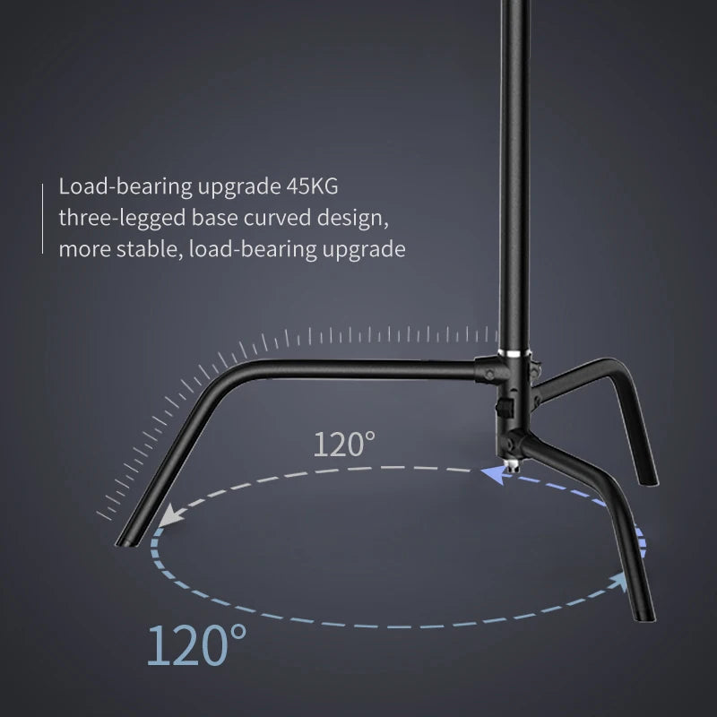 Black Stainless Steel Century Foldable Light Stand .