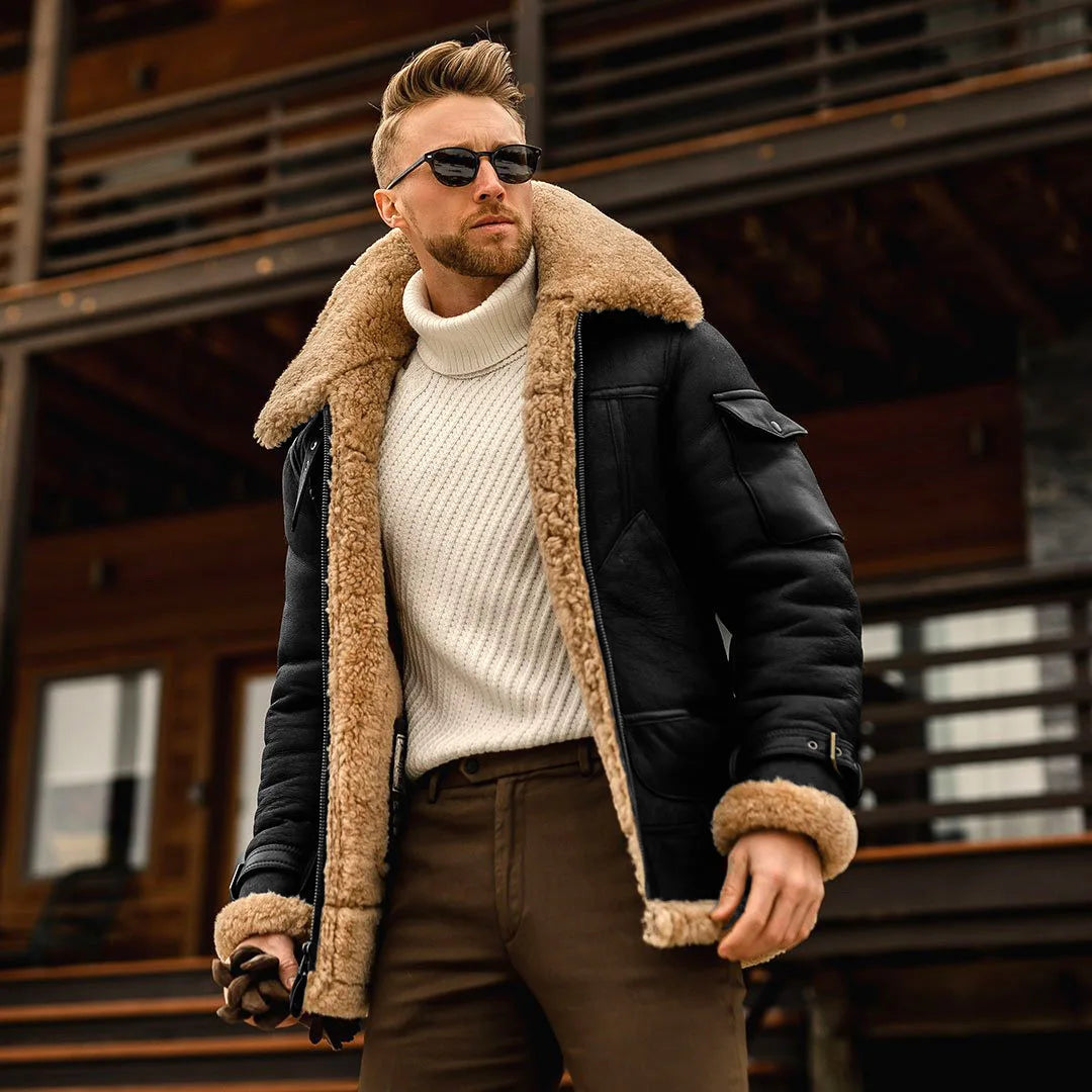 2025 Men's Winter Button Jacket Plus Velvet Overcoat .