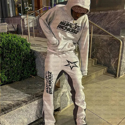 Y2K Aesthetics Retro Black Foam Print Pattern Hoodie.