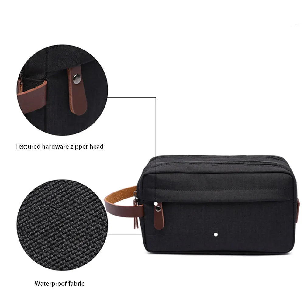 New Cosmetic Bag with Leather Handle Travel Men .