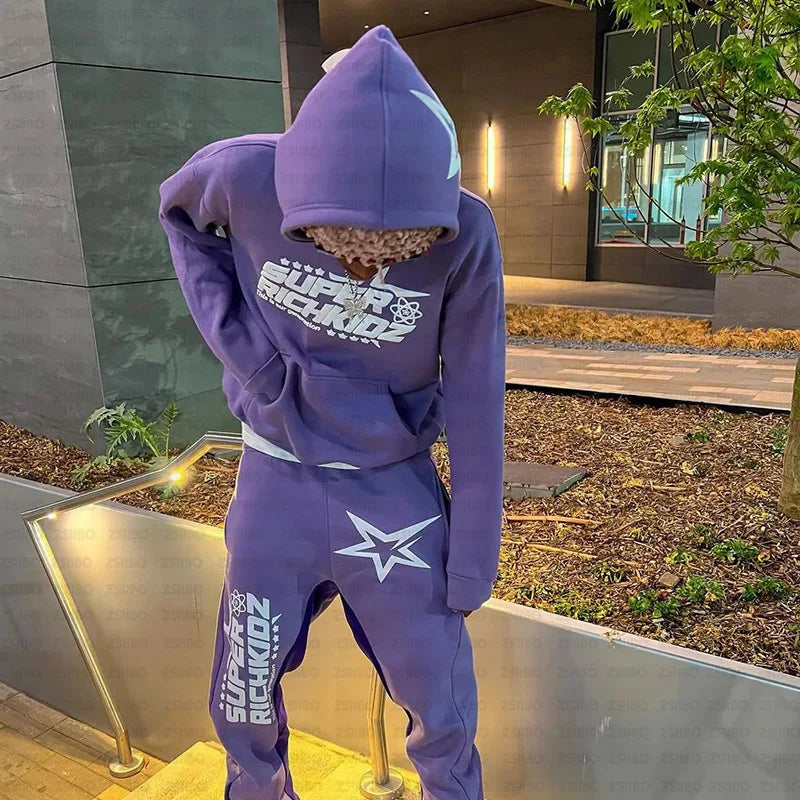 Y2K Aesthetics Retro Black Foam Print Pattern Hoodie.