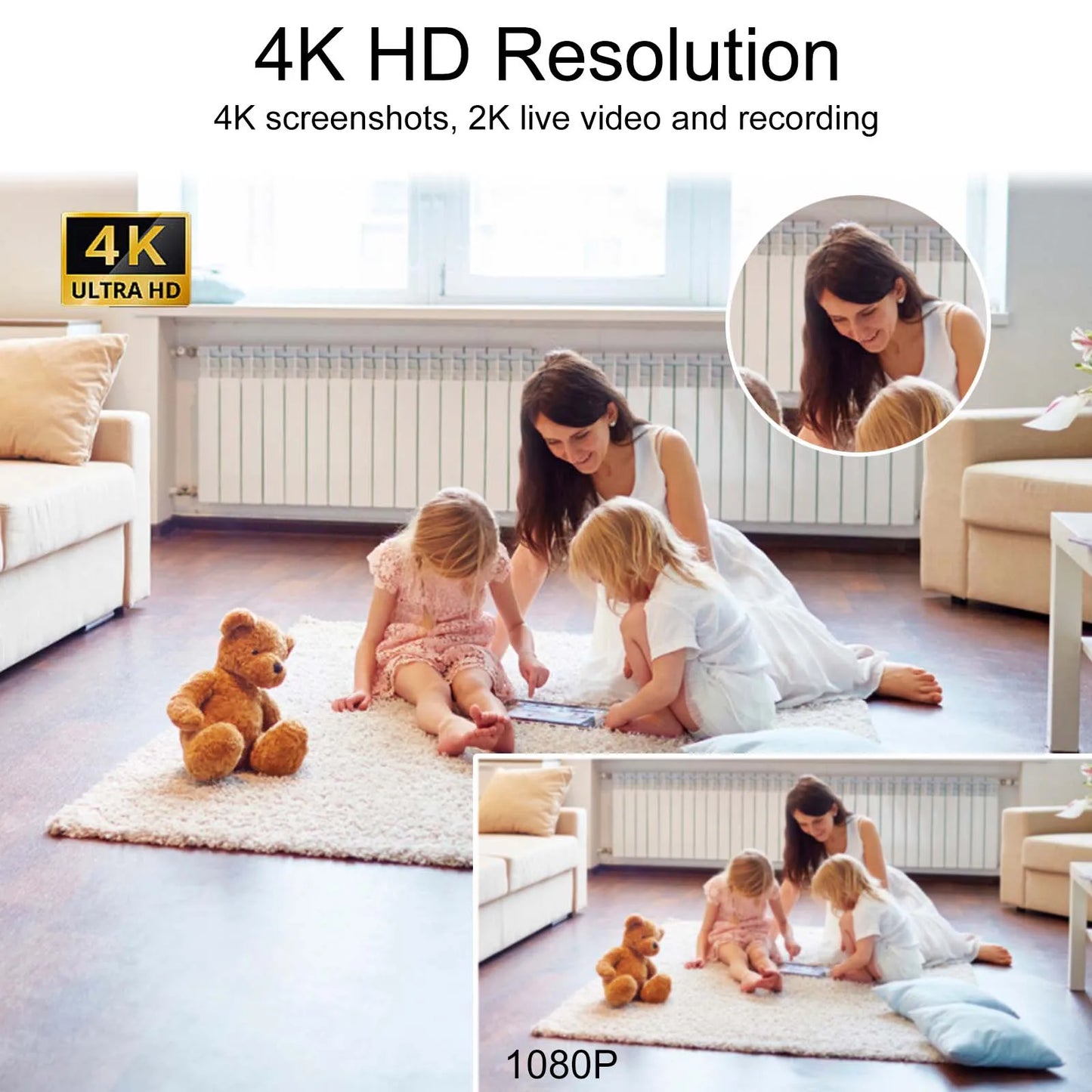4K HD Clock Camera with Motion Detection, Night Vision.