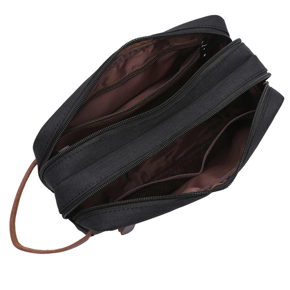 New Cosmetic Bag with Leather Handle Travel Men .