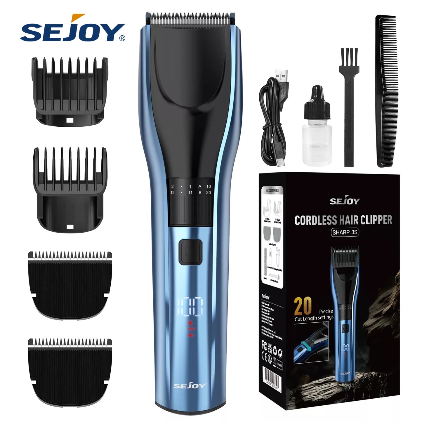SEJOY Cordless Professional Hair Clippers Men Trimmer .