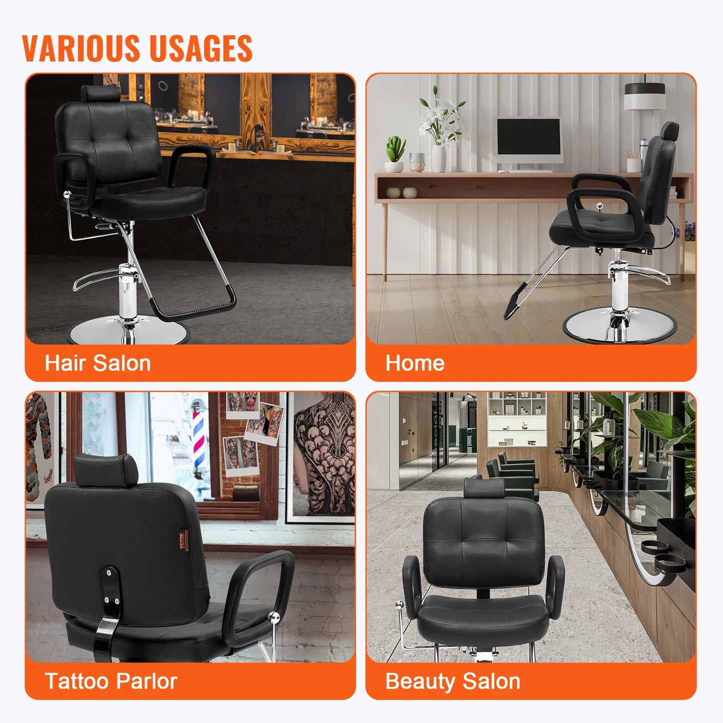 Salon Chair Max Load Weight 330 lbs Black .
