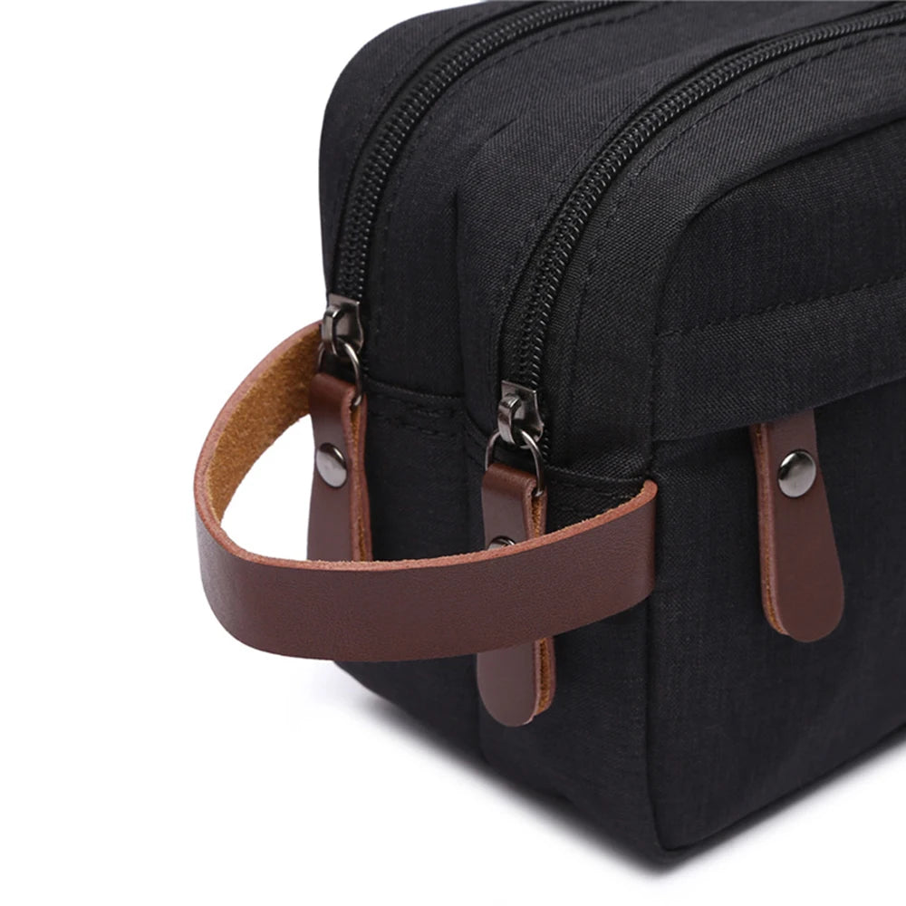 New Cosmetic Bag with Leather Handle Travel Men .