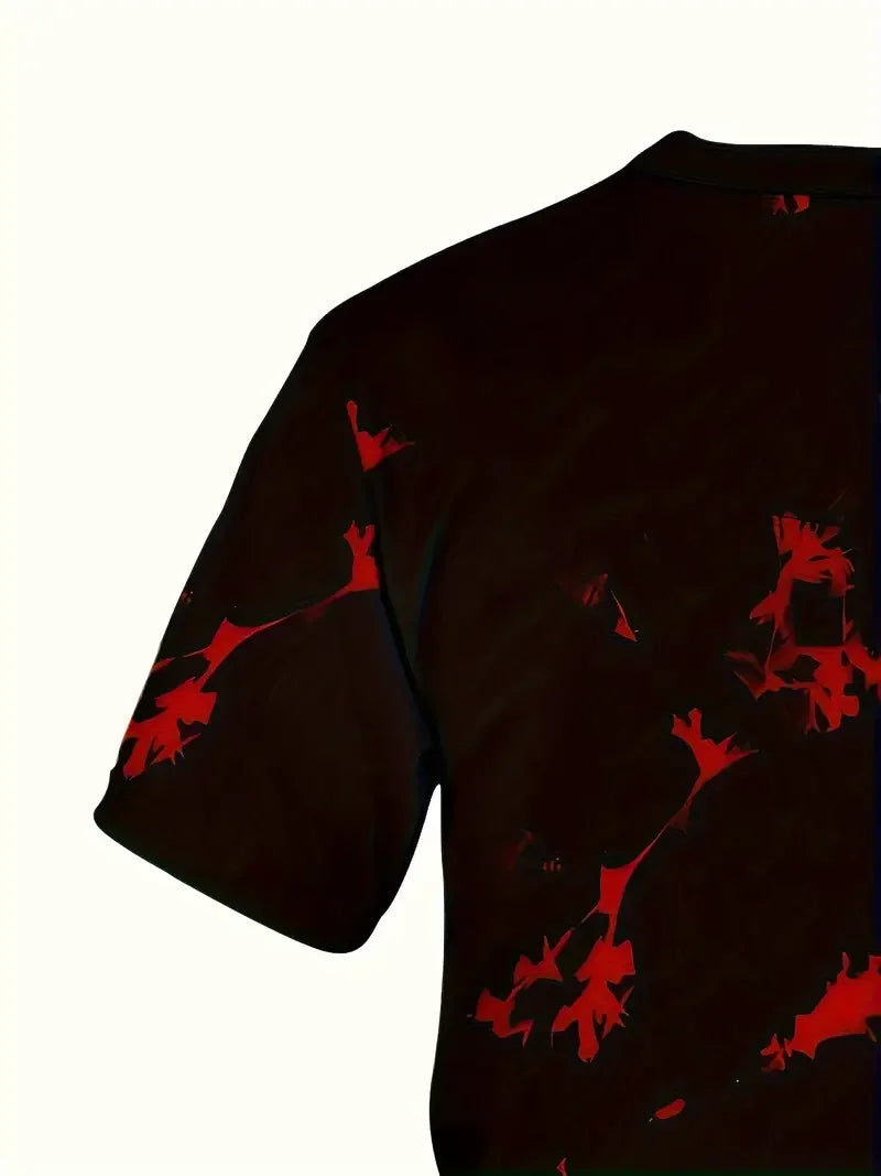 Men's trendy round neck sleeved shorts .
