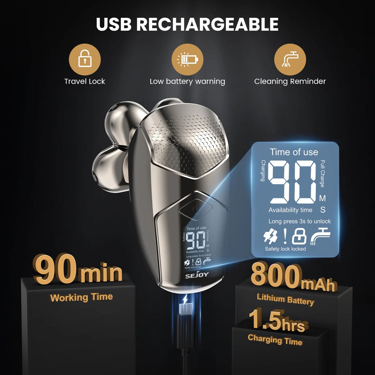 Electric Head Hair Shaver Mens Cordless .