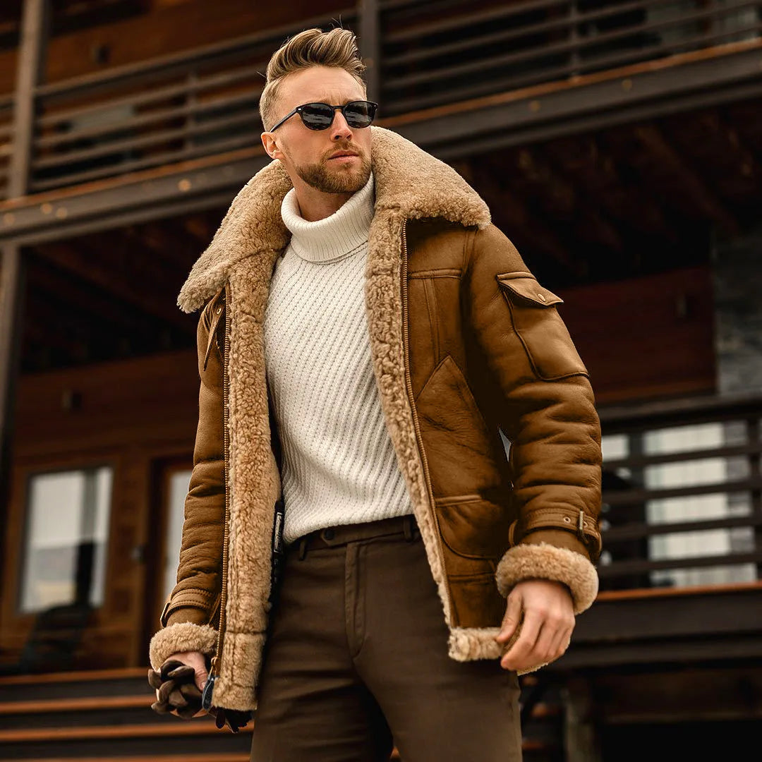 2025 Men's Winter Button Jacket Plus Velvet Overcoat .