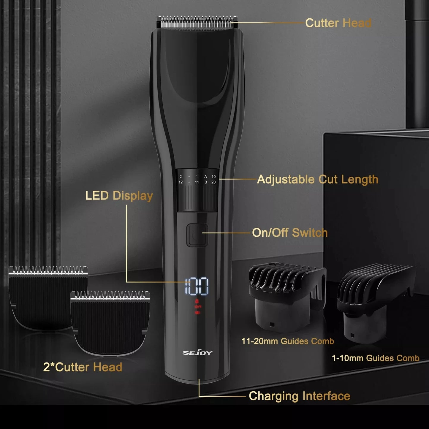 SEJOY Cordless Professional Hair Clippers Men Trimmer .