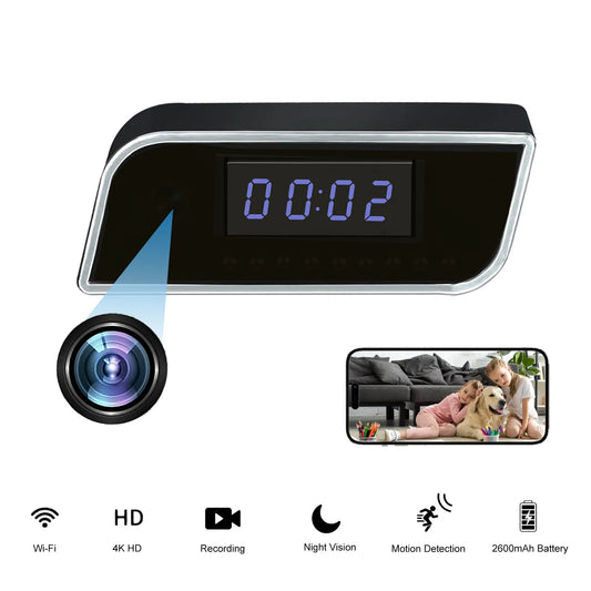 4K HD Clock Camera with Motion Detection, Night Vision.