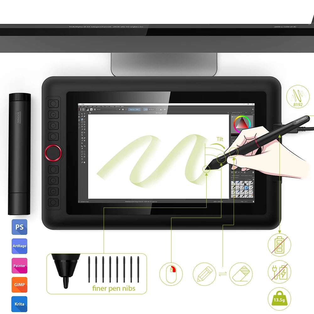 Pen Display Graphics Digital Drawing Tablet.