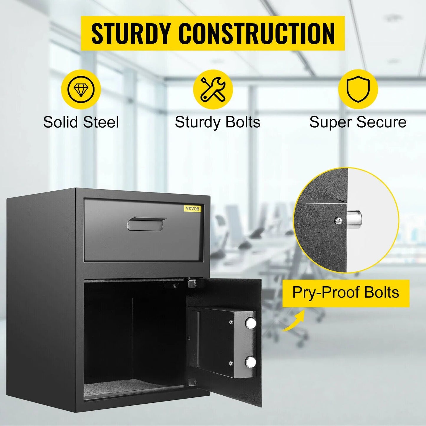 VEVOR Electronic Safe Deposit Box With Drop Slot .