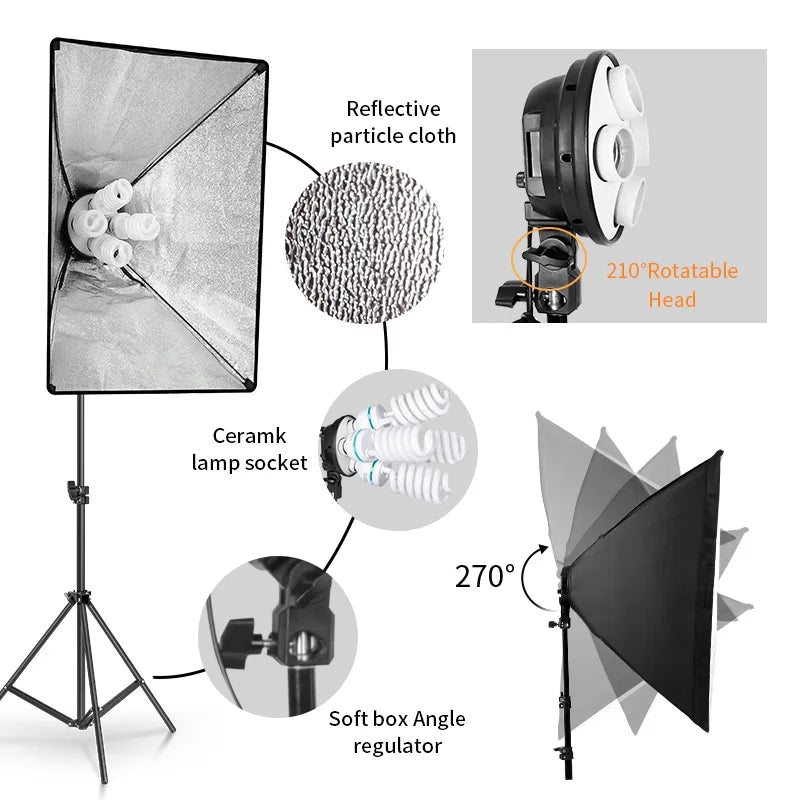 Photography Four Lamp Holder Softbox Photo Studio .