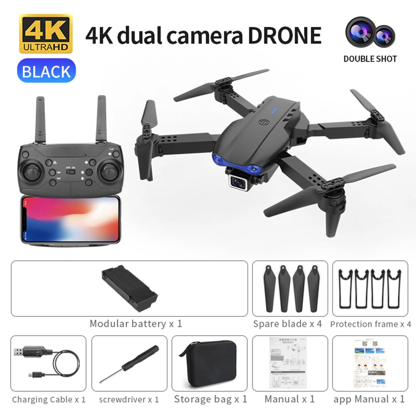 Mini-Drone 4K HD Dual Camera Wifi Helicopter .