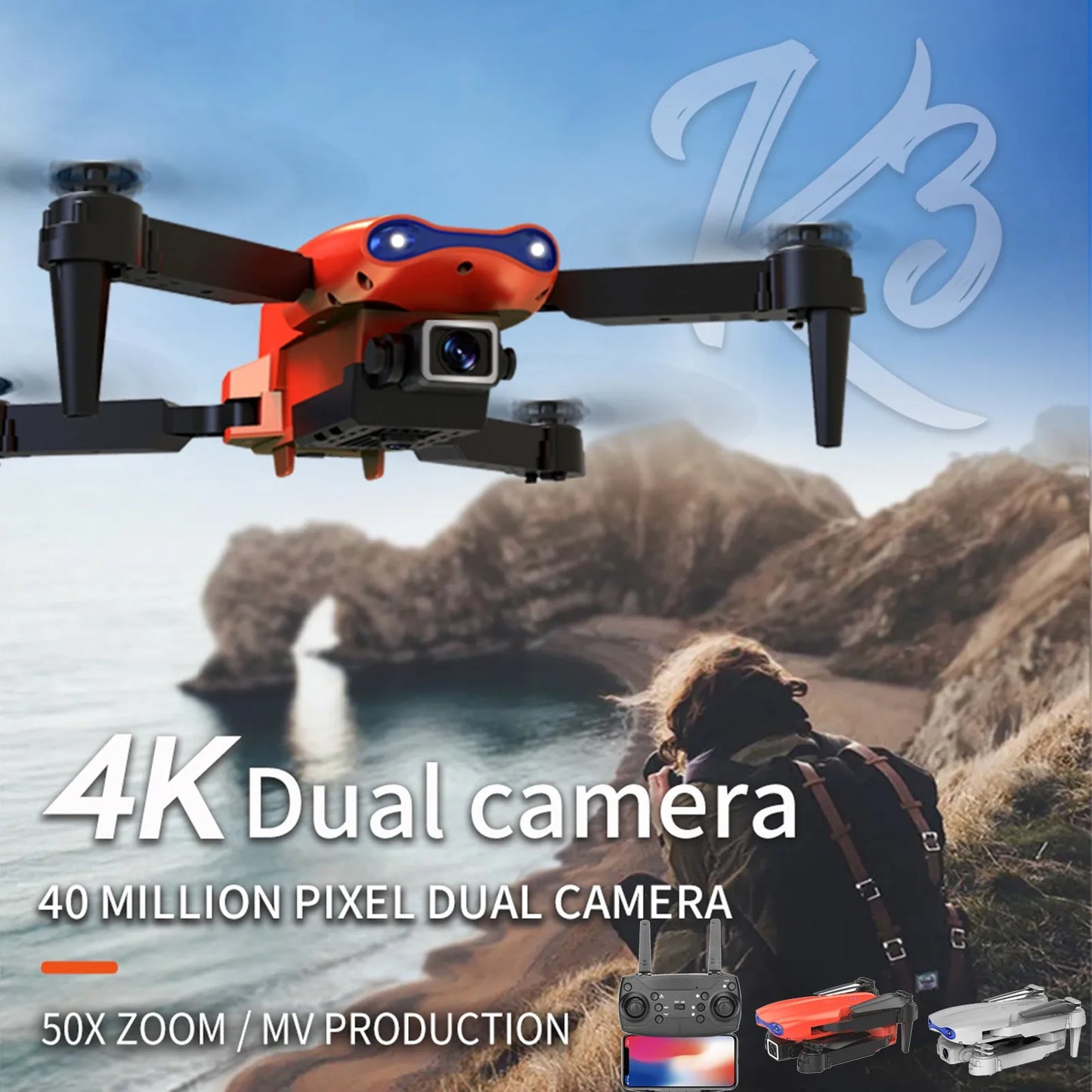 Mini-Drone 4K HD Dual Camera Wifi Helicopter .