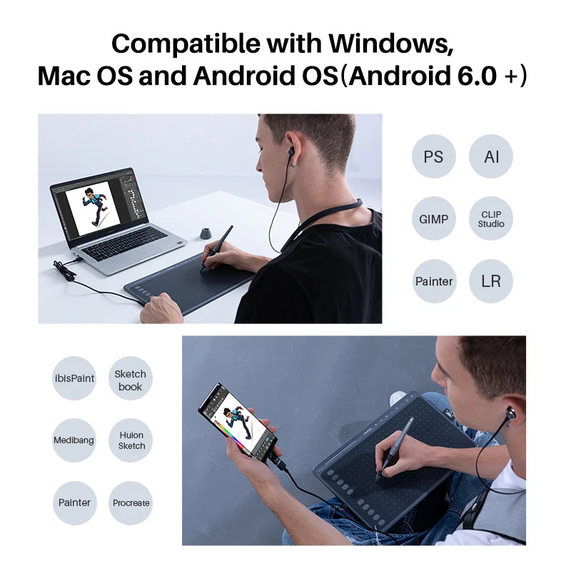 Drawing Graphic Digital Painting Tablets With Android Phone Mac.