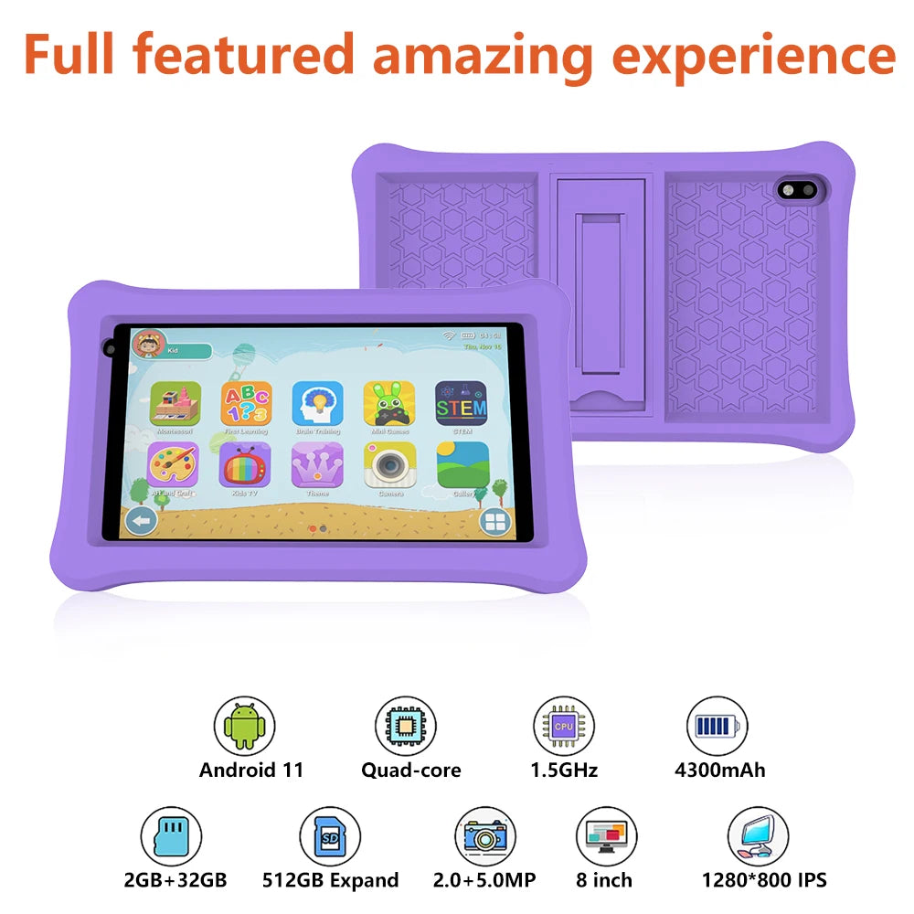 Android Children Learning Kids Tablet with Holder.