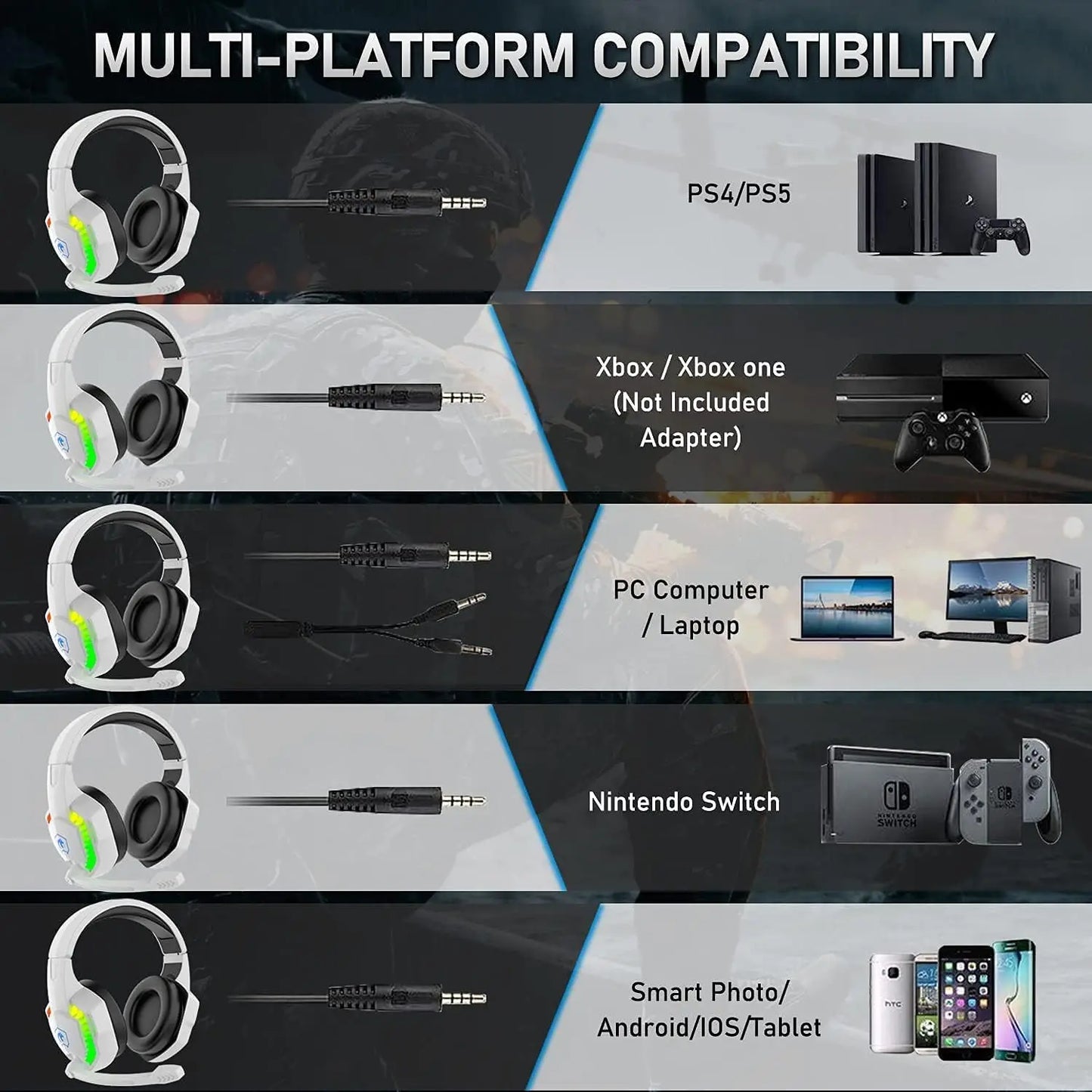 Wired Gaming Headset RGB Backlight Headphone.