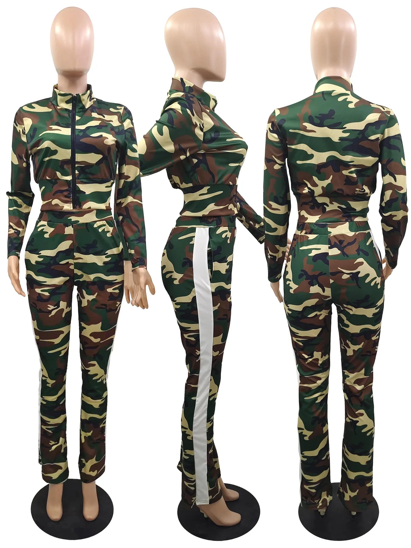 Prowow Casual Camouflage Print Women's Tracksuits .