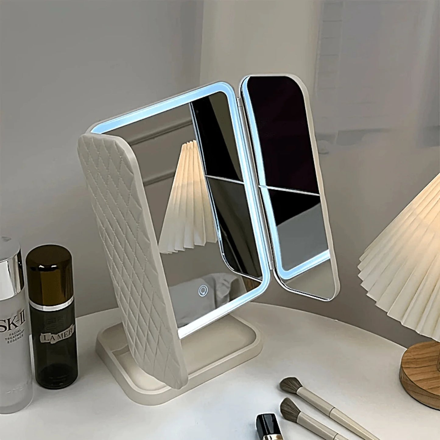 Makeup Mirror With 3 Colors Lights Trifold Beauty .