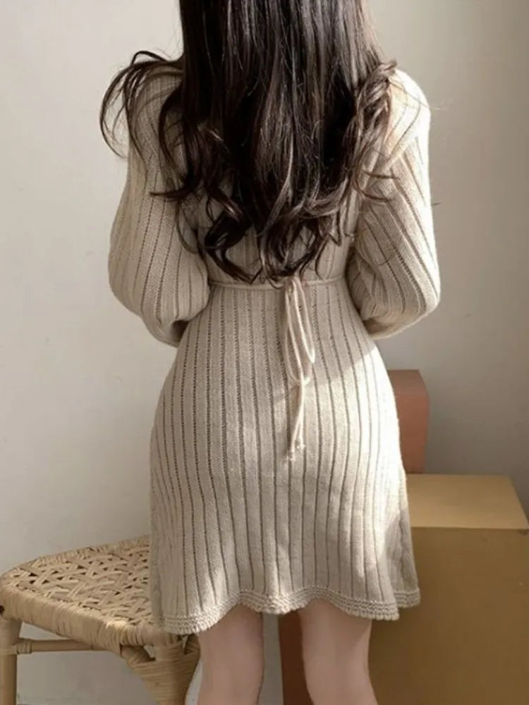 Knitted Long Sleeve Sweater Dress for Women