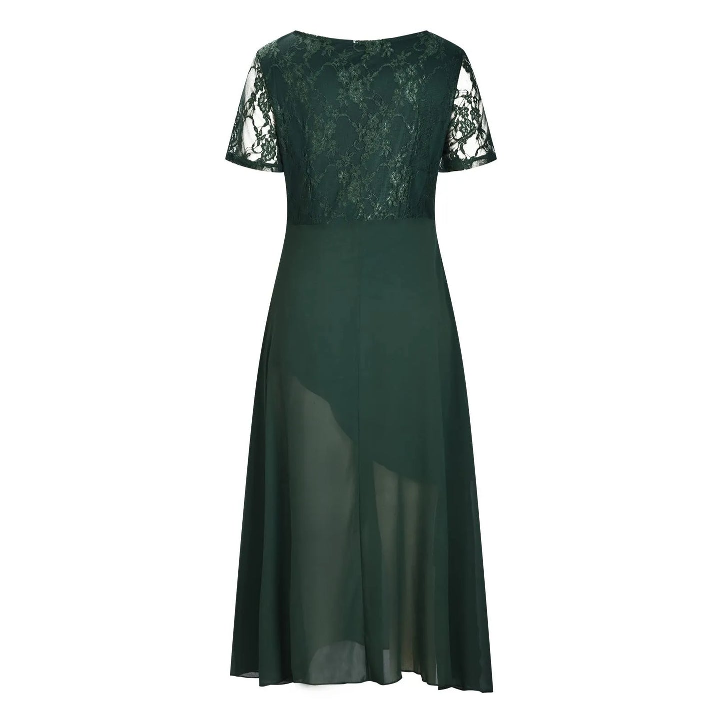 Lady Floral Lace Panel Chiffon Long Dresses.